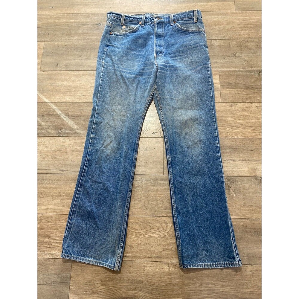 Vintage 90s Levis 517 Orange Tab Jeans Size 36x34 Blue MADE IN USA Bootcut